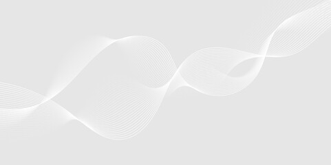 Abstract white wave dynamic curve lines on gray background. Energy technology concept modern backdrop design for business, presentation, banner.