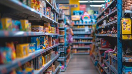 Naklejka premium Blurred Supermarket Aisle.