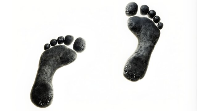 human black footprints way white background isolated barefoot person foot print pattern walking path footsteps silhouette illustration bare feet route trail ink imprint stamp mark sign symbol