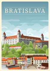 Vector poster of Bratislava city landscape
