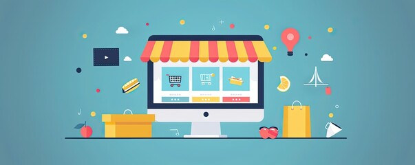 Fototapeta premium Basic flat design, trendy e-commerce site, straightforward and clear