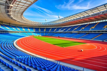 Track and field stadium and the audience seats