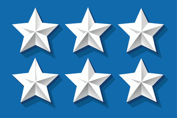 Obraz premium Six White 3D Stars on a Blue Background