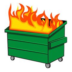 Cartoon style vector of a Dumpster Fire representative of a mismanaged situation