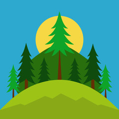 Obraz premium hills, trees, nature, landscape, forest, mountains, greenery, foliage, elevation, woods, valley, slopes,