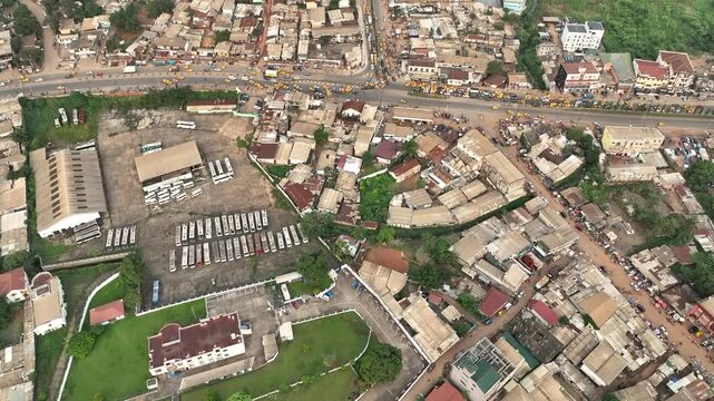 Aerial video on the city of Yaounde, Cameroon Africa
