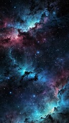 blue cosmic nebula abstract background design copy space illustration art