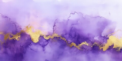Obraz premium Abstract Purple and Gold Ink Art