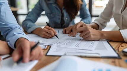 Business People Working Together on Documents.