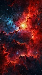 red cosmic nebula abstract background design copy space illustration art