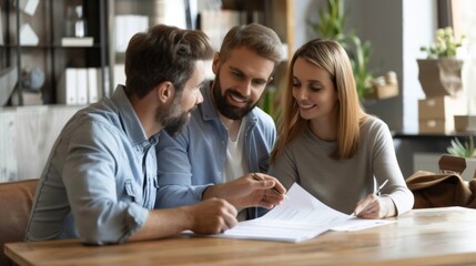 Obraz premium Business partners reviewing contract together.