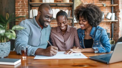 Diverse Business Team Reviewing Documents and Collaborating.