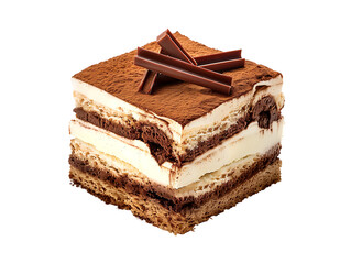 Tiramisu cake isolated on transparent or white background