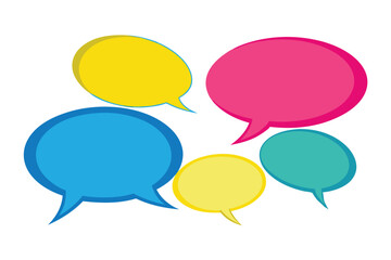 Five Colorful Speech Bubbles on White Background