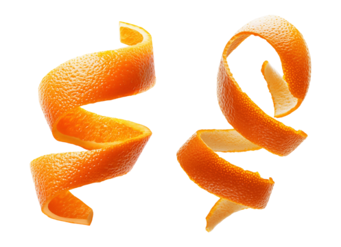 Spiral orange peel twist isolated on transparent or white background