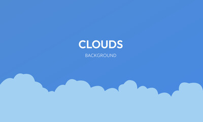 Fluffy Clouds on blue sky. Vector background templat