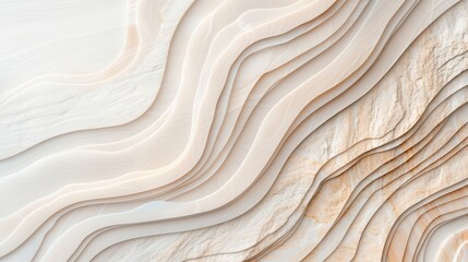 Obraz premium High-resolution image of abstract layered white and beige stone with smooth, flowing lines, ideal for elegant and modern design projects.