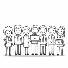 Animated stick figures engaging in fun activities on a white background displaying various objects. Generative AI