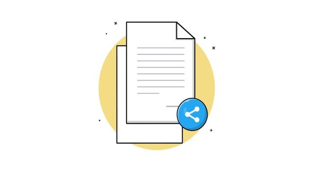 4k Paper Document with Share Icon. Shareable Content Concept Animation Video 