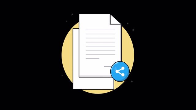 Paper Document with Share Icon. Shareable Content Concept Animation Video - Transparent