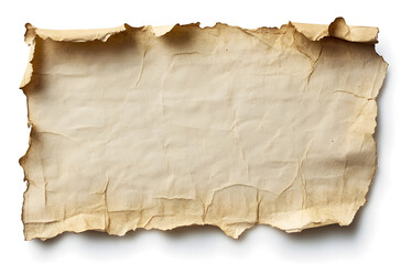 "Vintage Torn-Edge Paper on White Background"
