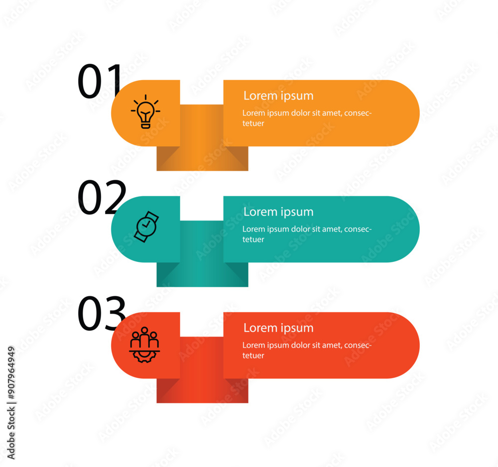 Fototapete Modern design template infographic vector with 3 layout paper style can be used for workflow, business information, presentation data and web graphic design 