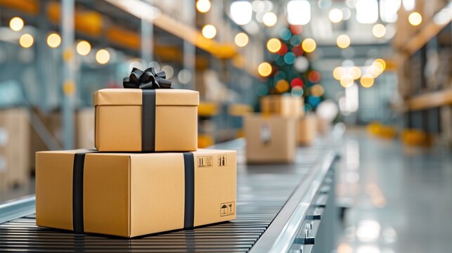 A logistics center operating during peak holiday season.