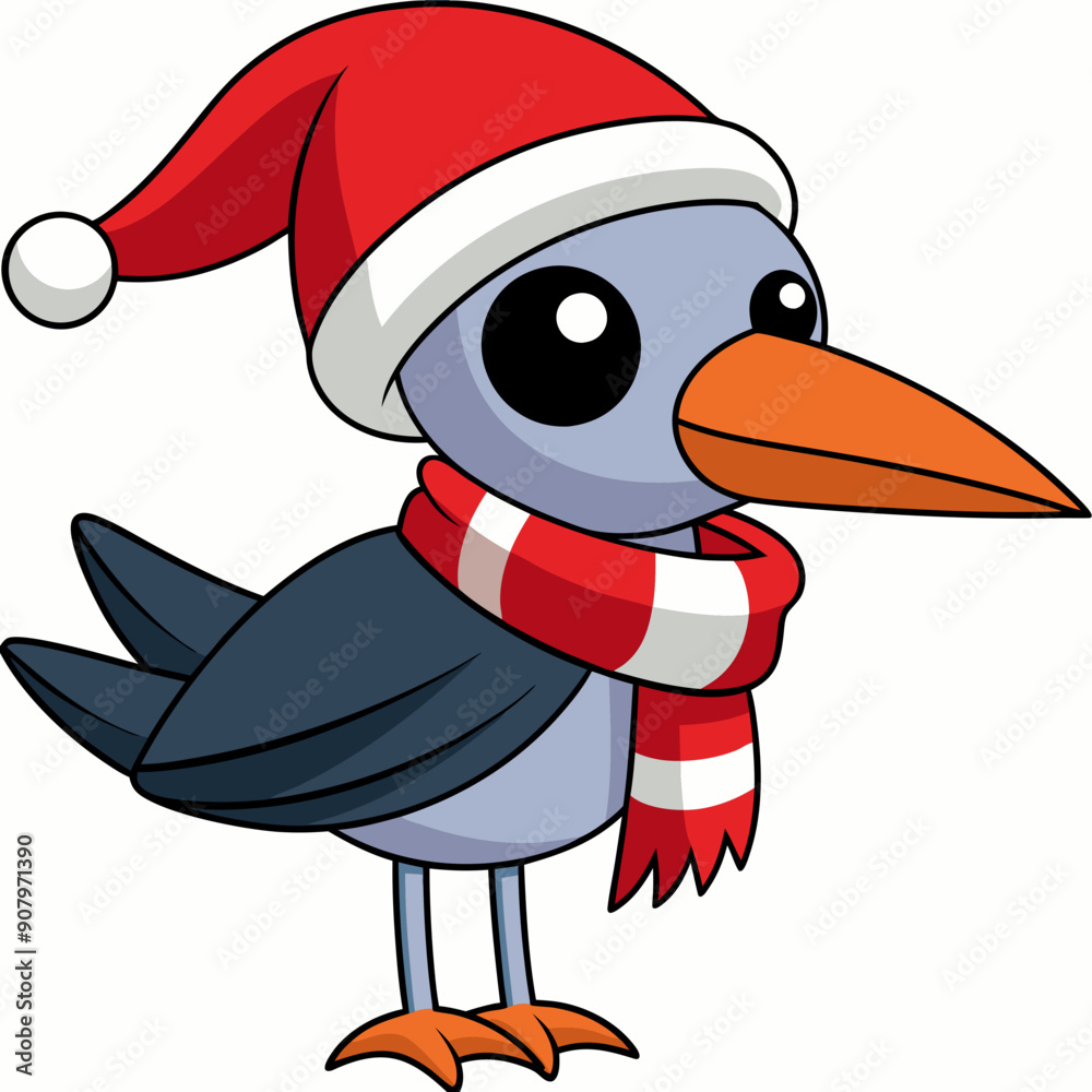 Canvas Prints flamingo in santa hat, christmas full body heron and christmas cap