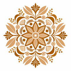 symmetric block print design with floral Balkan folk vector illustration