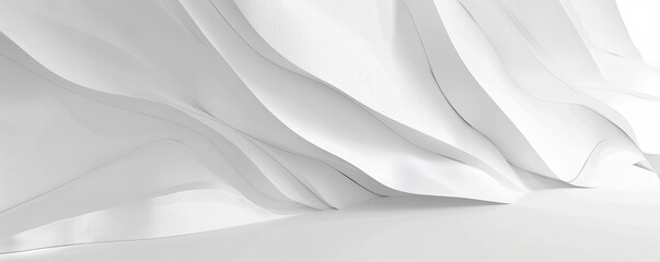 Fototapeta premium Elegant white fabric folds creating a smooth abstract pattern. Background.