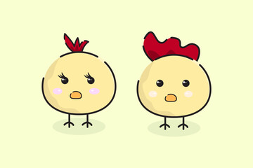 cute character of a yellow chick on a yellow background