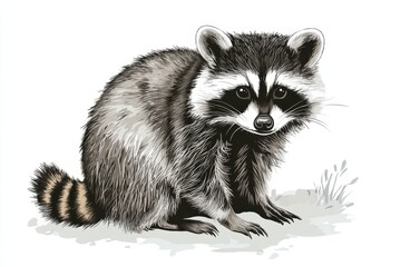 Obraz premium Raccoon vector illustration, white background