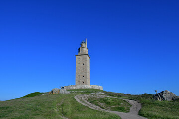 A Roman lighthouse still in operation in the city of A Coruña in Spain.