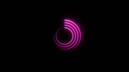 Abstract neon bright circle frame loading ber magenta red color  on 4k  illustration  black background.