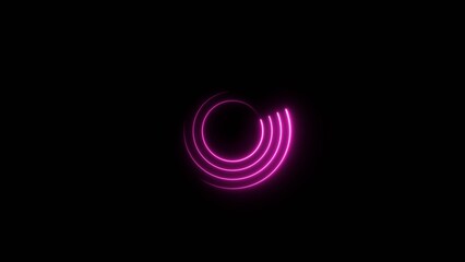 Abstract neon bright circle frame loading ber magenta red color  on 4k  illustration  black background.