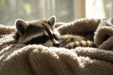 Obraz premium Cozy Raccoon Naptime