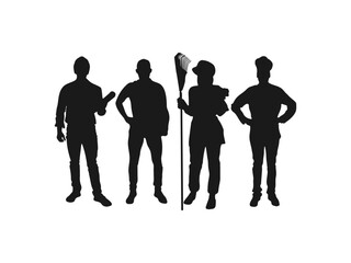 Silhouettes of people. Young people professions business silhouette.