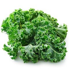 Obraz premium a pile of green leafy vegetables on a white surface