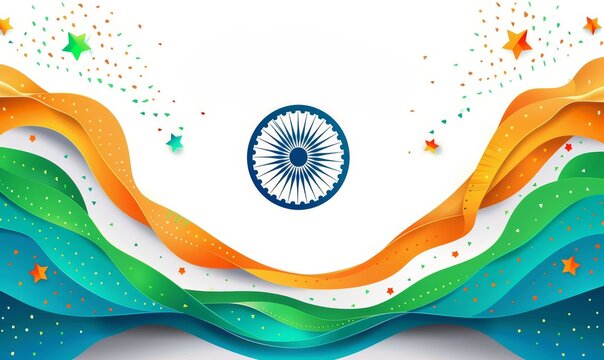 India independence day on the 15th of August concept. Creative colorful concept of the Indian flag on white background. Freedom and celebration concept.
