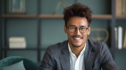 Businessman relaxing Sitting happily smiling after meeting