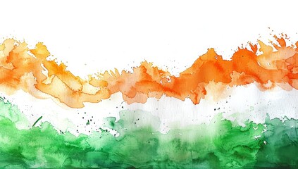 India independence day on the 15th of August concept. Creative colorful watercolor concept of the Indian flag on white background. Nationality, freedom and celebration concept.