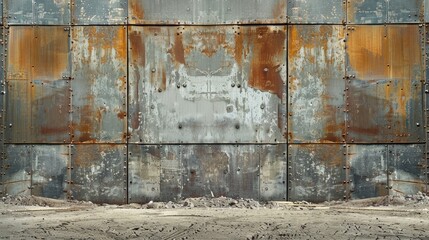 Fototapeta premium Construction site backdrop with steel wall siding