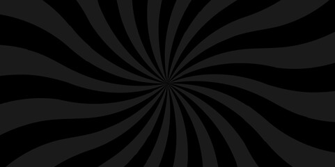 Abstract black and gray sun rays and sunburst backdrop background. Modern seamless retro vintage burst sunrise sunbeam element spiral striped illustration sunray template wallpaper design.