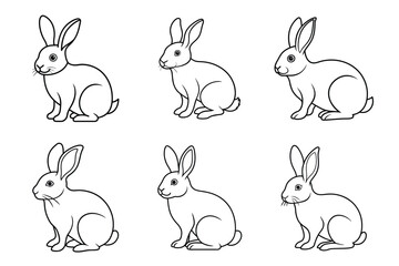 Rabbit simple and clean line art design of vector illustration bundle on white background.