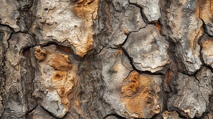 The natural dry and dead appearance of a large tree s bark