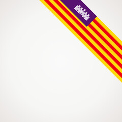 Corner slanted ribbon flag of Balearic Islands for a top right area of a page.