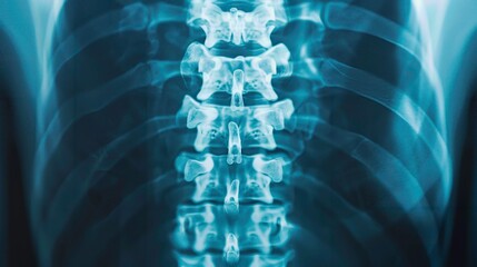 Detailed X-ray image showing the human spine and vertebrae structure for medical and educational use.