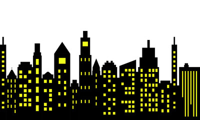 The silhouette of a glamorous city and buildview