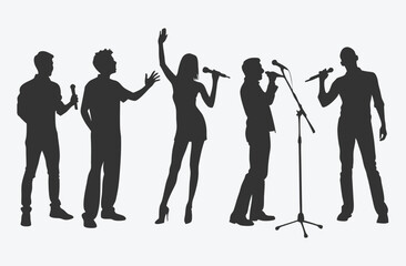 Naklejka premium Ultimate People-With-A-Microphone Illustration Vector: Elevate Your Designs with High-Quality Graphics