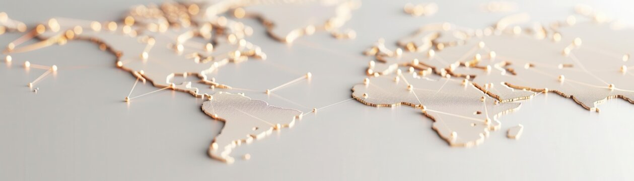 Closeup of a world map with an embossed texture.